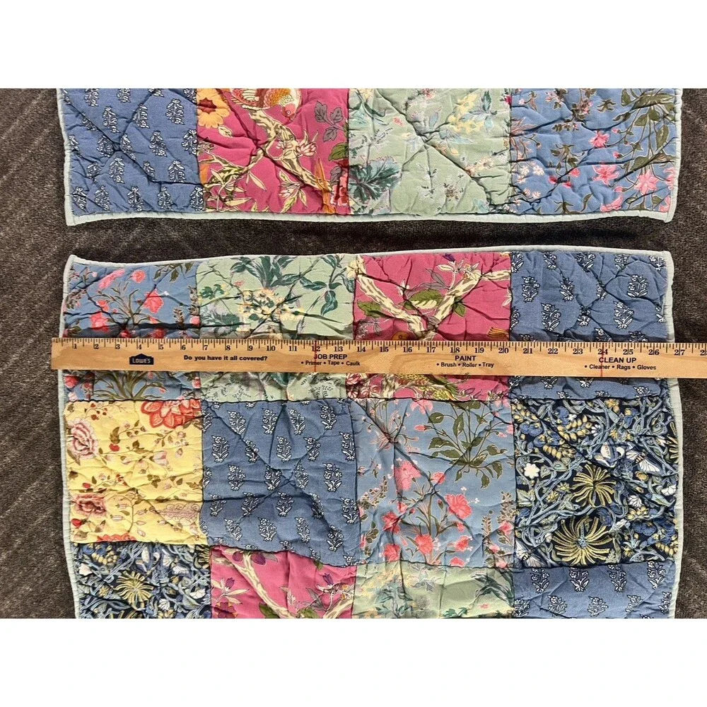 The Company Store Standard Pillow Shams (2) Quilted Floral Patchwork Tie Close